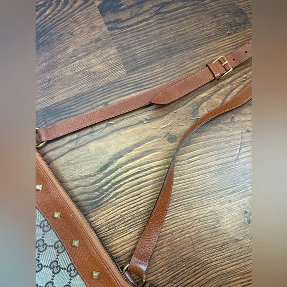 Gucci GG Monogram Canvas/ Leather Studded Crossbody - Picture 12 of 15